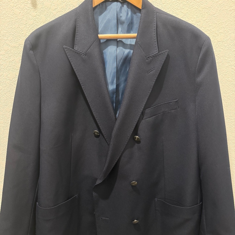 Haggar Smart Wash Double-Breasted Stretch Sport Coat – Navy | 50R (Slim Fit)